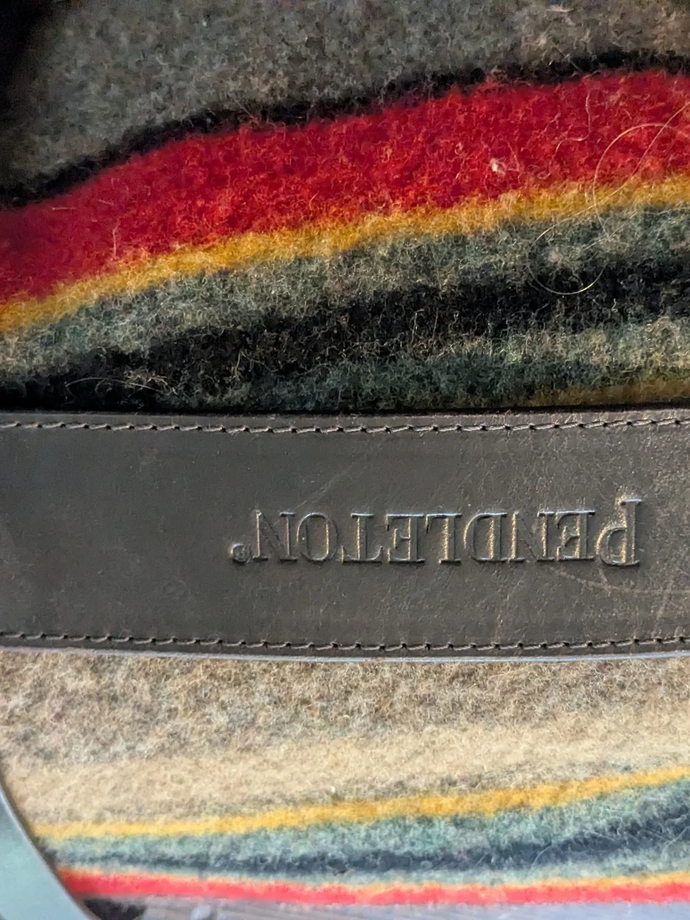 Pendleton Nature Valley Wool Blanket Roll - Brown with Red & Gold Stripes